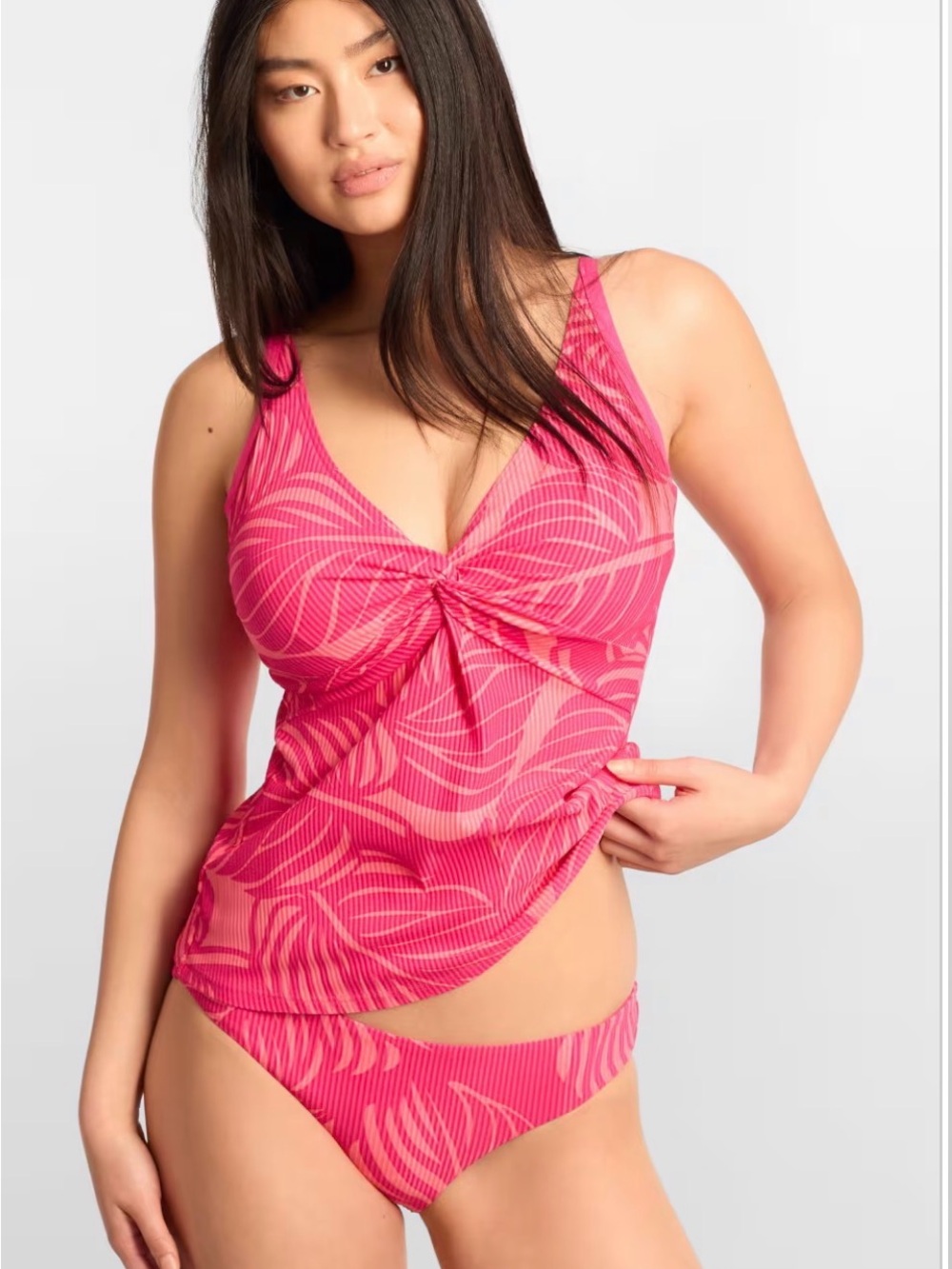 Sunsets Collins Hipster Bikini Bottom S Pink Blushing Palms Rib NWT